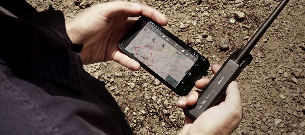 ATAK running in the field on a rugged handheld with a mesh radio